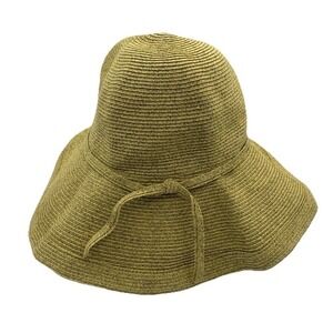 San Diego Hat Co Womens OS Straw Floppy Sun Hat Wide Brim Greenish Pakcable